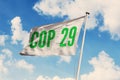 November 24, 2023, Brazil. The 2024 United Nations Climate Change Conference COP29 soon appears on a flag