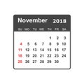 November 2018 calendar. Calendar planner design template. Week s