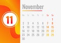 November calendar 2020 concept banner, cartoon style