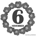 November 6, calendar day. Vector illustration.