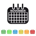 November Calendar Icon - Colorful Vector symbol