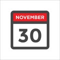 November 30 calendar icon with day and month