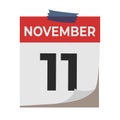 November 11. Calendar icon isolated on white background. Event concept. Birthday concept.