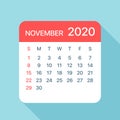 November 2020 Calendar Leaf - Vector Illustration Royalty Free Stock Photo