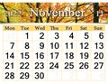 november 2022 calendar for organizer to plan and reminder on nature background