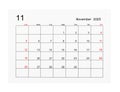 A November 2023 Calendar page isolated on white background, Saved clipping path