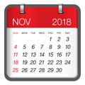 November 2018 calendar vector illustration