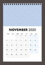 November 2020 calendar with wire band