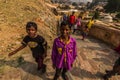 November 04, 2014: Children of Jaipur at the entrance to the Amber palace, India