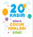 20 november children`s rights day. turkish: 20 kasim cocuk haklari gunu Royalty Free Stock Photo