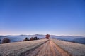 November cold frosty dawn in Carpathian mountains. Morning stars Royalty Free Stock Photo