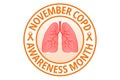 November Copd disease awareness month flat vector illustration. Protection, healthcare, prevention concept.