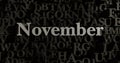 November - 3D rendered metallic typeset headline illustration