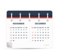 November December 2020 - Calendar Icon Royalty Free Stock Photo