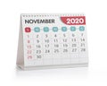 November 2020 Desktop Calendar Royalty Free Stock Photo