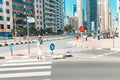 Pedestrian zebra crossing at city street in Marina District