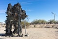 November 17, 205 East Jesus, Slab City, California: elephant shaped statue made of recycled car tires in the California desert