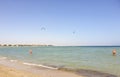 November 1, 2019, Egypt Hurghada tourism seaside people on the beach of the Long Beach Resort Hotel