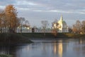 November evening with a view of the ancient Grand Menshikov Palace. Oranienbaum, vicinity of St. Petersburg