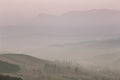 November foggy morning in Carpathian mountains Royalty Free Stock Photo