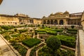 November 04, 2014: Gardens of the Amber Fort in Jaipur, India Royalty Free Stock Photo