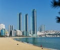 2 November 2022 - Haeundae, South Korea: Cityscape showing sandy beach Royalty Free Stock Photo