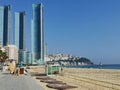 2 November 2022 - Haeundae, South Korea: Cityscape showing sandy beach Royalty Free Stock Photo