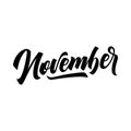 November. Handwritten lettering months of the year.