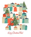 Enjoy Christmas time. Happy New year and a very Merry Christmas. Greeting postcard