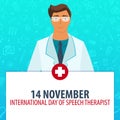 14 november. International day of Speech Therapist. Medical holiday. Vector medicine illustration.