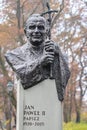 Bust of Poland Pope John Paul II in the Jordan Park in Krakow