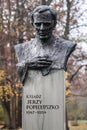 Bust of Polish clergyman Jerzy Popieluszko in the Jordan Park in Krakow