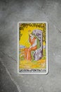 November 18, 2022 - Kyiv, Ukraine. Ryder`s Tarot - Waite. The Minor Arcana of the suit of pentacles. QUEEN