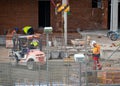 November, 16 2020, in Madrid, Spain some workers working in construction with masks during the covid-19 pandemic