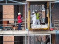 November, 16 2020, in Madrid, Spain some workers working in construction during the pandemic