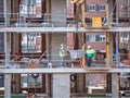 November, 10 2020, in Madrid, Spain, Workers working in construction during the pandemic