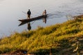 November 17, 2013 - men are fishing on Rapti river at the border Royalty Free Stock Photo