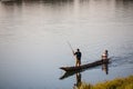 November 17, 2013 - men are fishing on Rapti river at the border Royalty Free Stock Photo