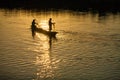 November 17, 2013 - men are fishing on Rapti river at the border Royalty Free Stock Photo