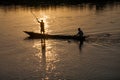 November 17, 2013 - men are fishing on Rapti river at the border Royalty Free Stock Photo