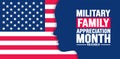 November is Military family appreciation month or Month of the Military Family background template.