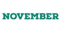 November month lettering typograph green colour isolated on white Royalty Free Stock Photo