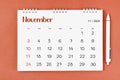 November 2024 Monthly desk calendar for 2024 year and pen