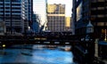 Morning light over the Chicago River during early rush hour Royalty Free Stock Photo