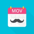 November Movember calendar with vintage curly moustache.