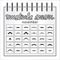 November mustache season calendar movember.