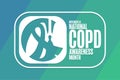 November is National COPD Awareness Month. Holiday concept. Template for background, banner, card, poster with text