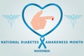 November National Diabetes Awareness Month illustration vector.Diagnosis, prevent, protection concept with ribbon Royalty Free Stock Photo