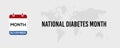 November National Diabetes Month text banner design for social media post
