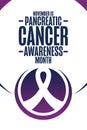 November is Pancreatic Cancer Awareness Month. Holiday concept. Template for background, banner, card, poster with text Royalty Free Stock Photo